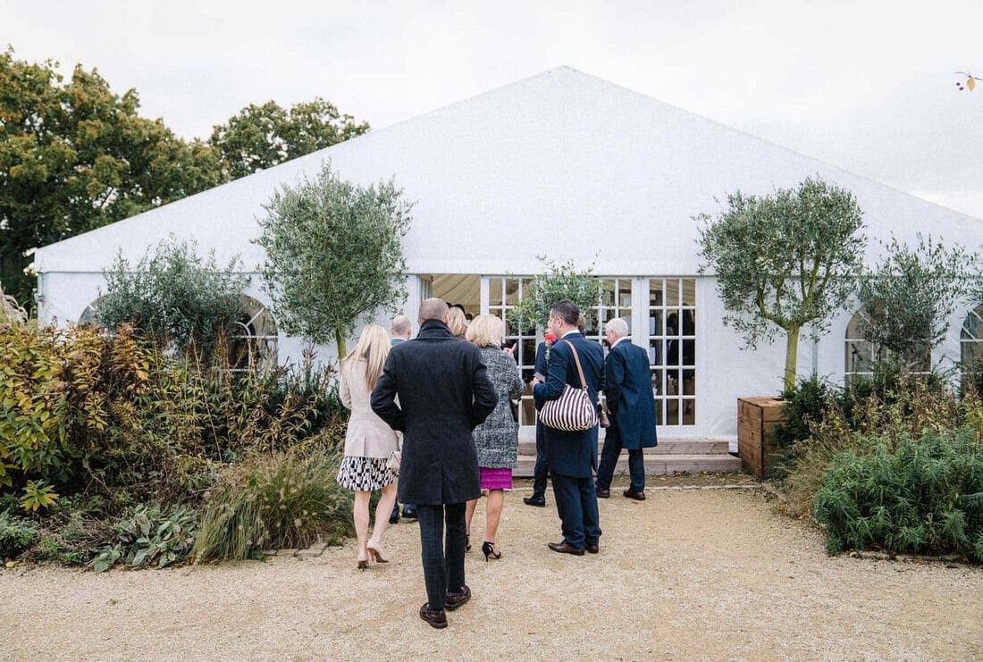 guests enter the marquee at micklefield hall