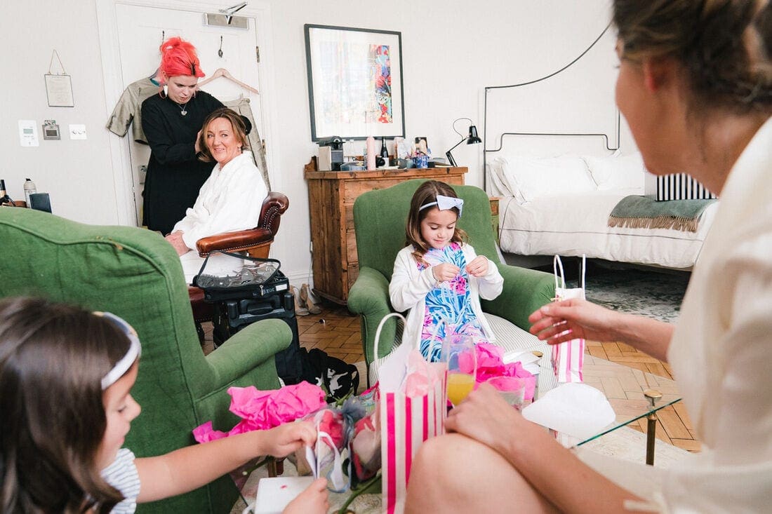 wedding prep at a london hotel