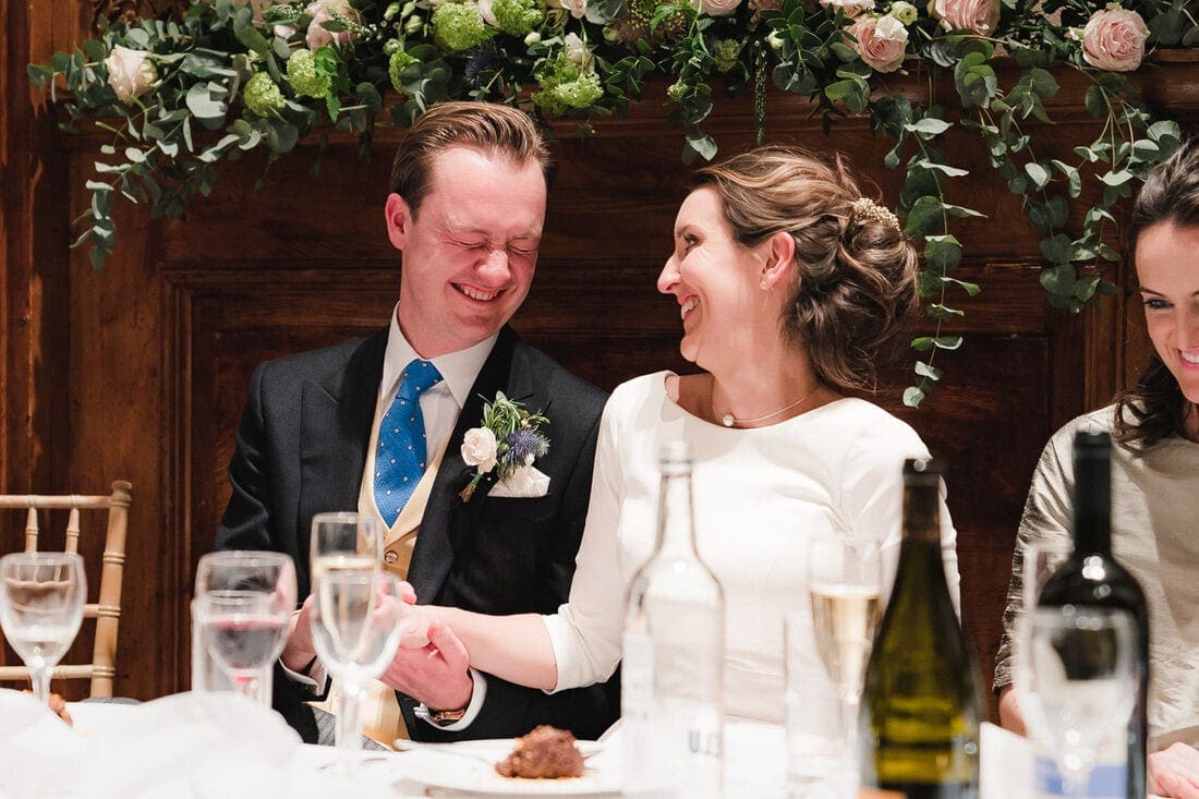 reaction to an embarrassing story about the groom