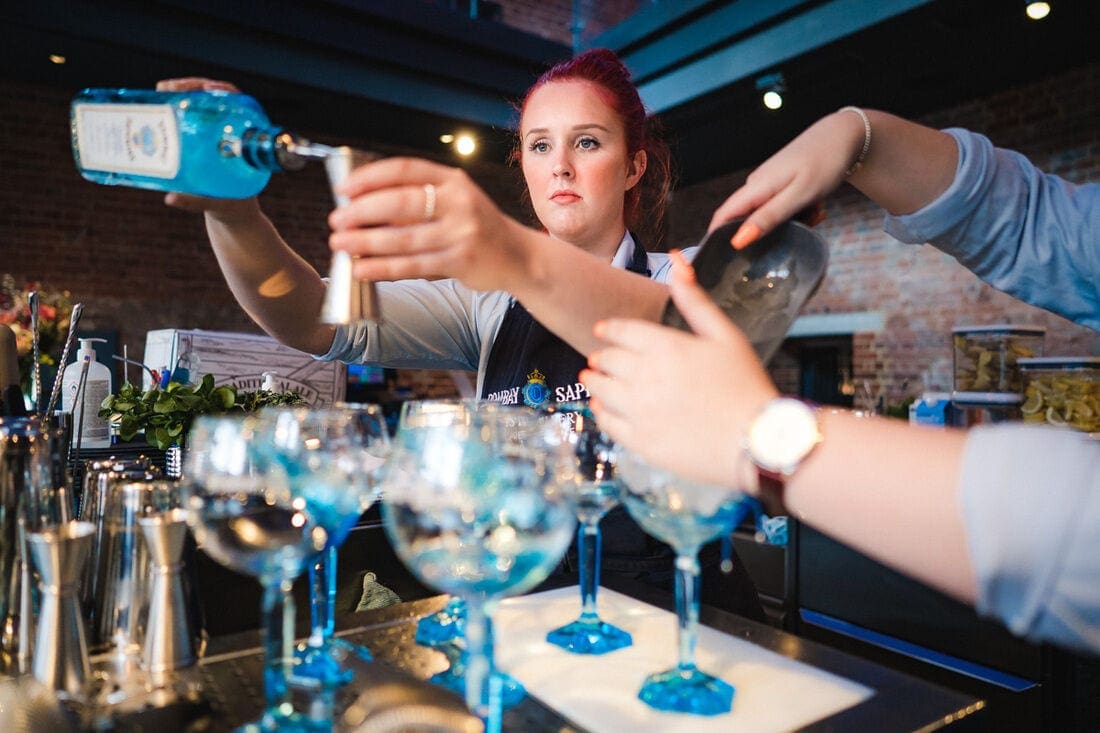 the bar at bombay sapphire gin distillery