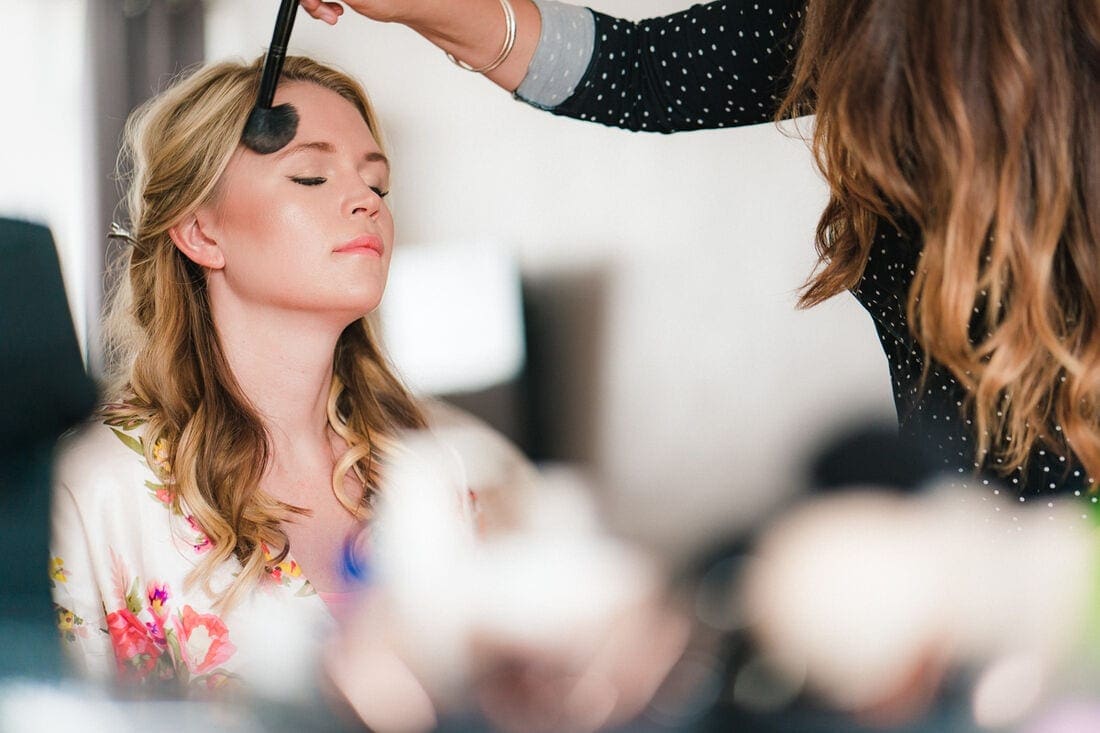 bridal makeup going on
