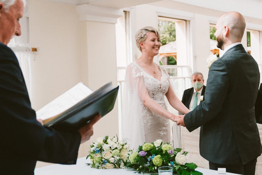 wedding ceremony in the belvedere suite at pembroke lodge