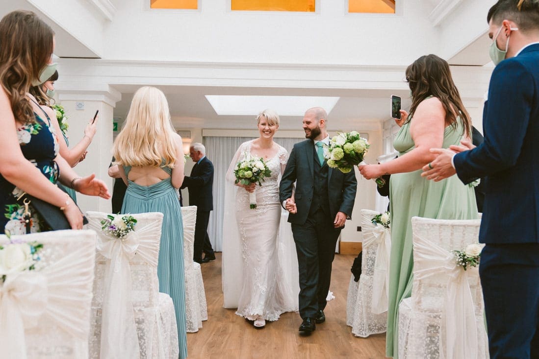 bride and groom just married at Prembroke in Richmond Park